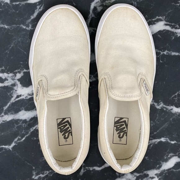 Vans Classic Slip-On Natural Canvas Off White Kids 3 / EU 34 Skate Shoes - Picture 5 of 12